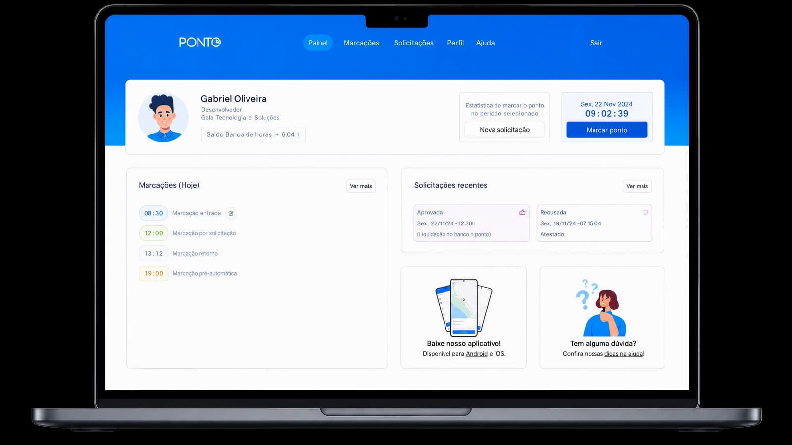 Ponto Web no notebook