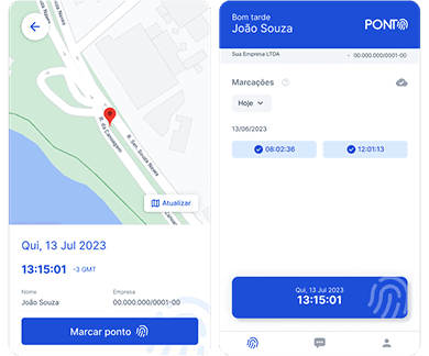 App Ponto Lite com o mapa e o botão Marcar ponto